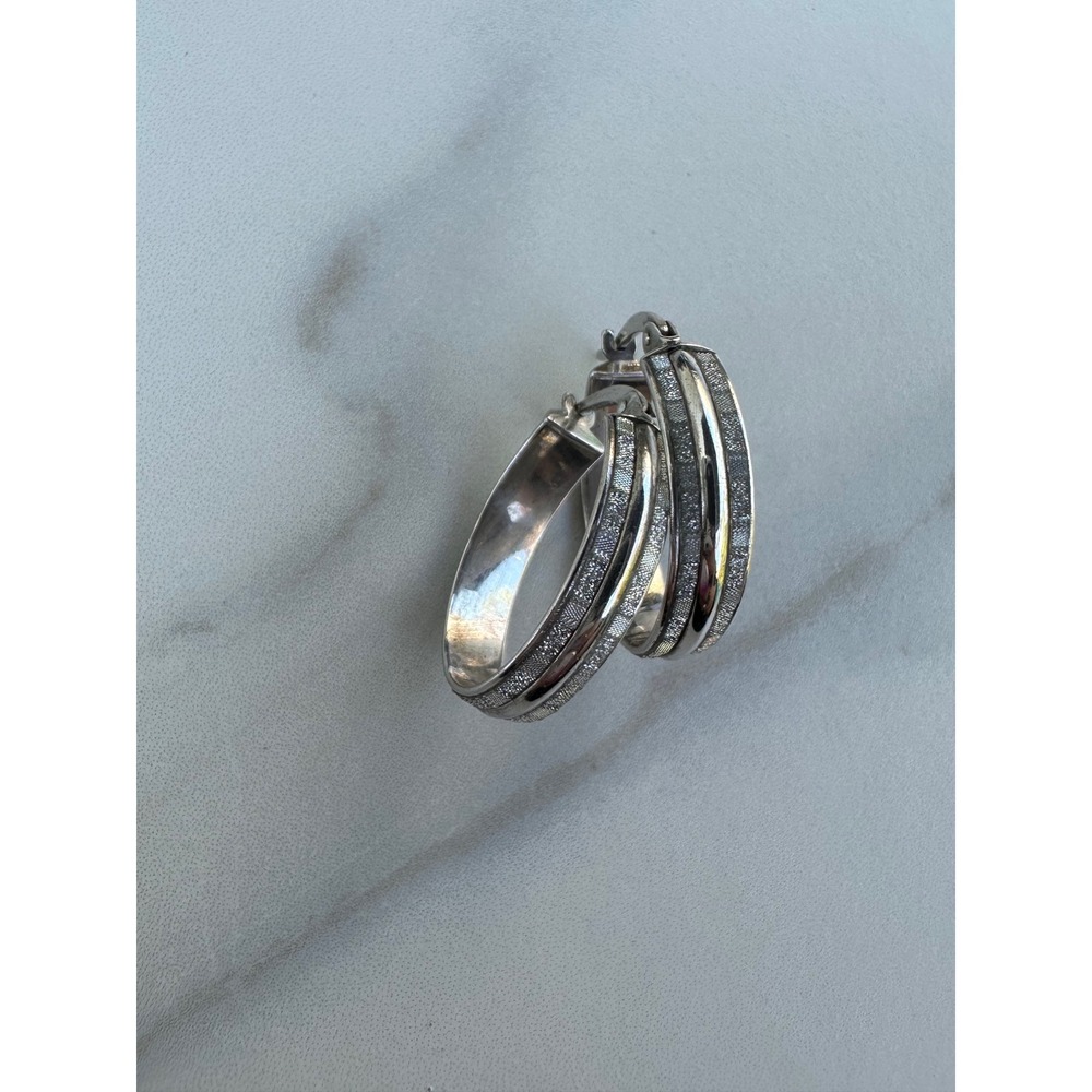 Michael Hill Textured‎ Oval Hoop Earrings MHJ 1.85g Sterling Silver 925